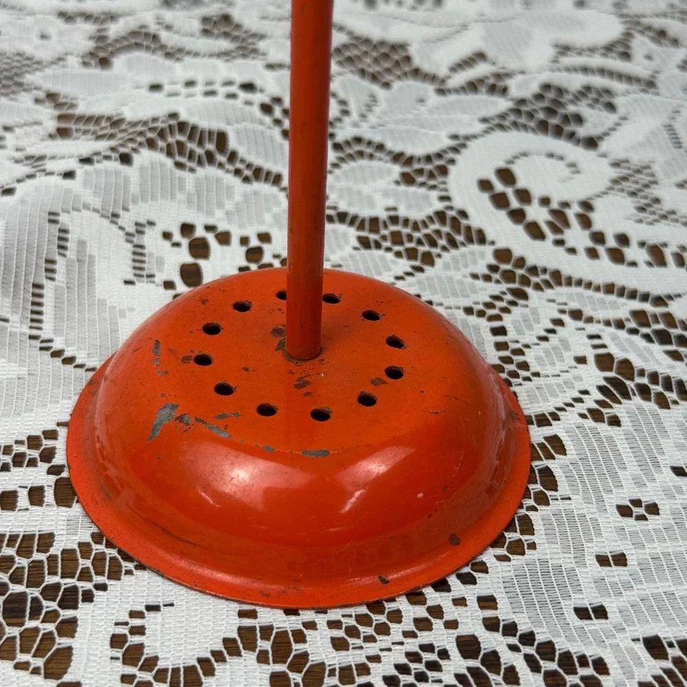 Vintage Orange Metal Scrollwork Earring Stand Jewelry Display Organizer 11